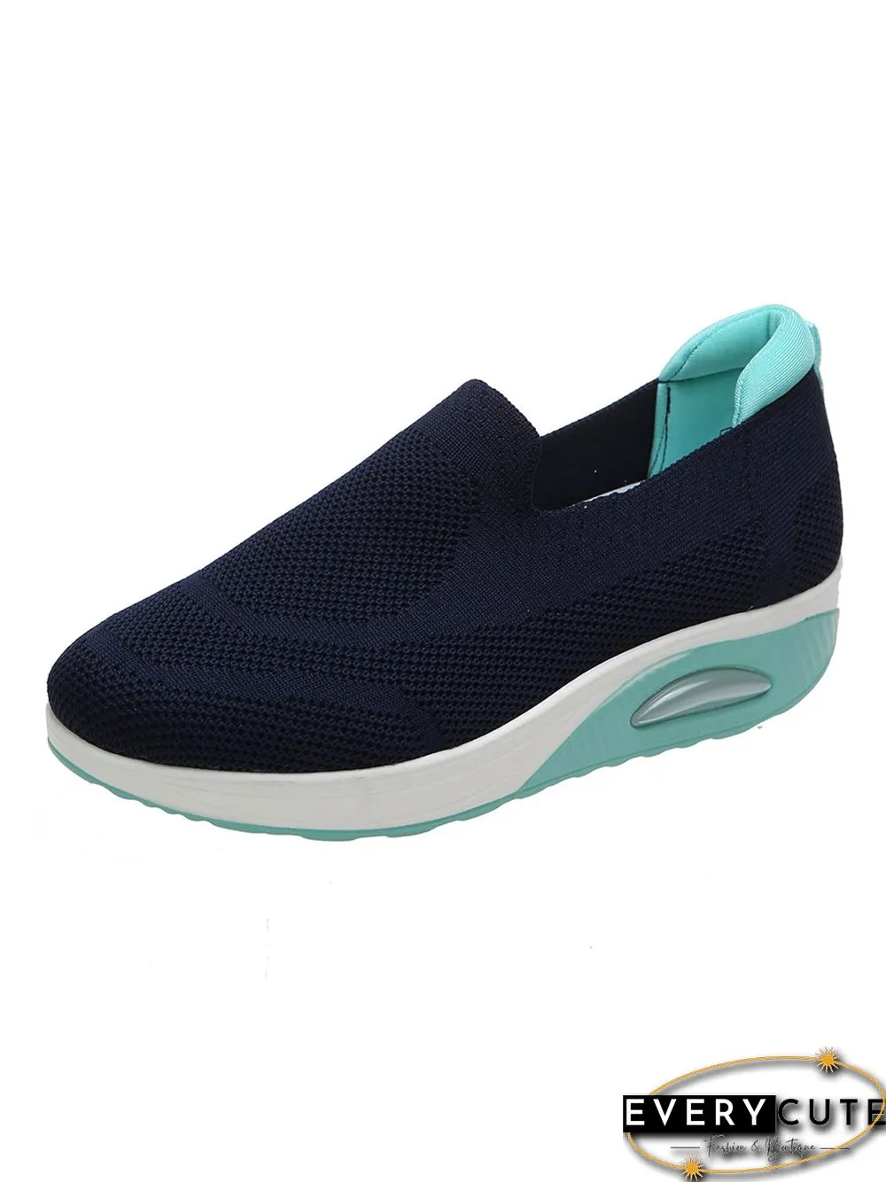 Contrasting Color Comfort Shock Absorbing Flyknit Sneakers