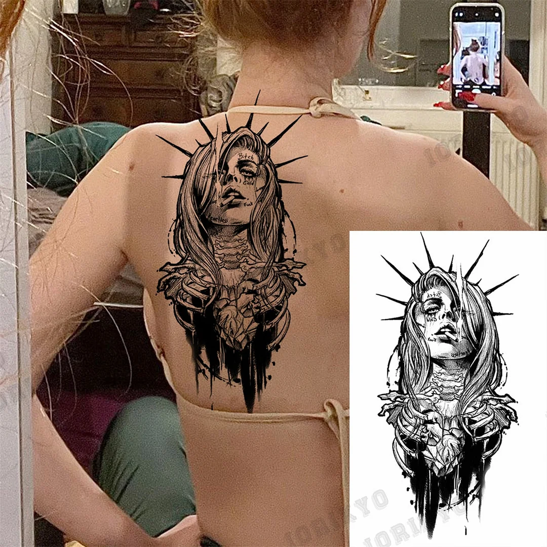 Black Lion Wolf Temporary Tattoos For Men Adult Forest Rose Compass Warrior Fake Tattoo Washable Body Art Painting Tatoo Sticker