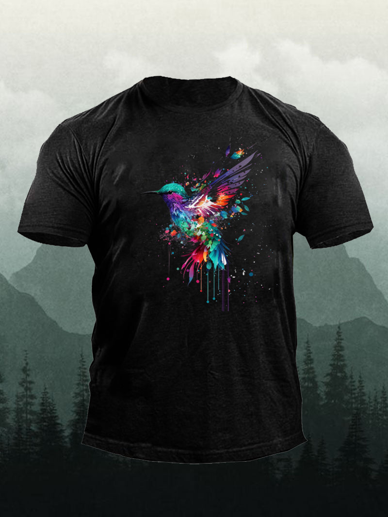 Men's Multi Colors Hummingbird Short-Sleeved Shirt