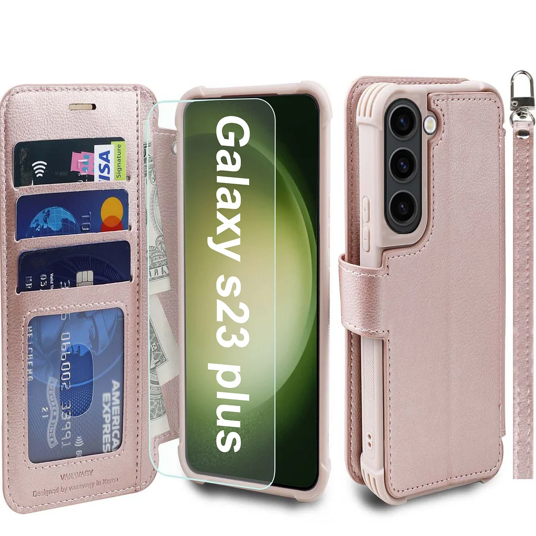 VANAVAGY Galaxy S23+ Plus 5G Wallet Case