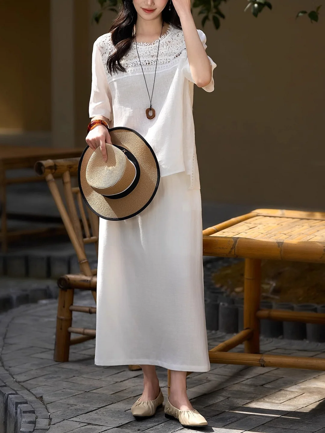 Athvotar Athvotar Dream Floating Heavy Industry Lace + Loose Short-Sleeved Collar Shirt Women's Top 25 Summer New Solid Loose Leisure Wind