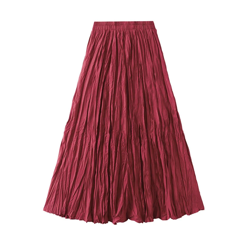 Nigikala Nigikala Luxury Light Pressure Folded Skirt Women's Spring And Autumn New Station Big Swing Thin Folded A Skirt 0323