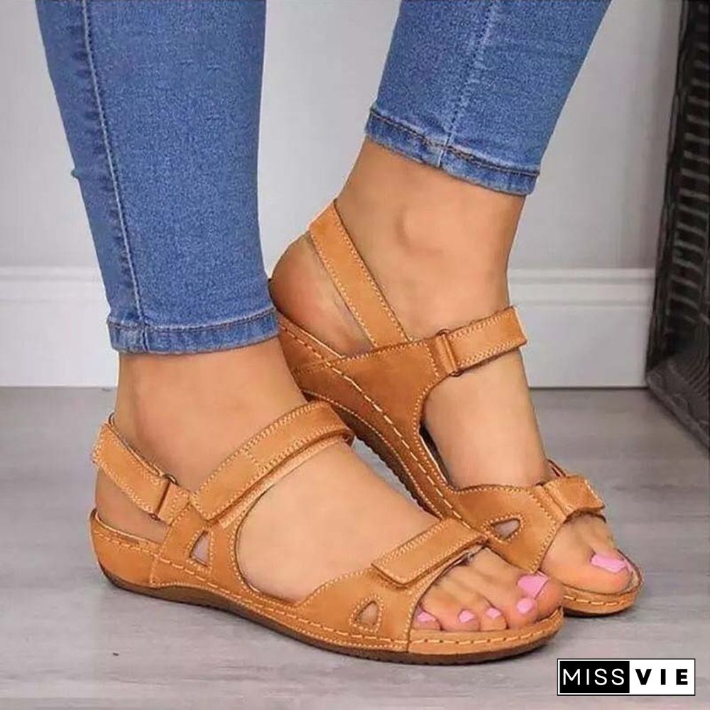 Summer Woman Sandals New College Style Ladies Sandals Low Heel Wedge Casual Women Shoes Fashion Leather New Shoes For Femme