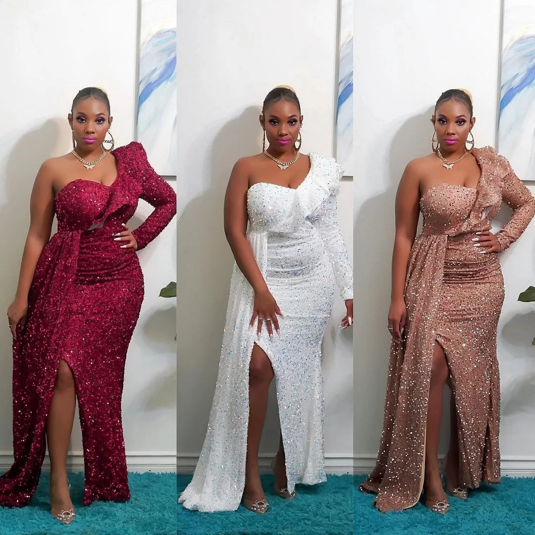 Uveng Uveng Winter African Dress Fashion New Shoulder Beads Bridesmaid Party Long Dress Dress Women's Dress