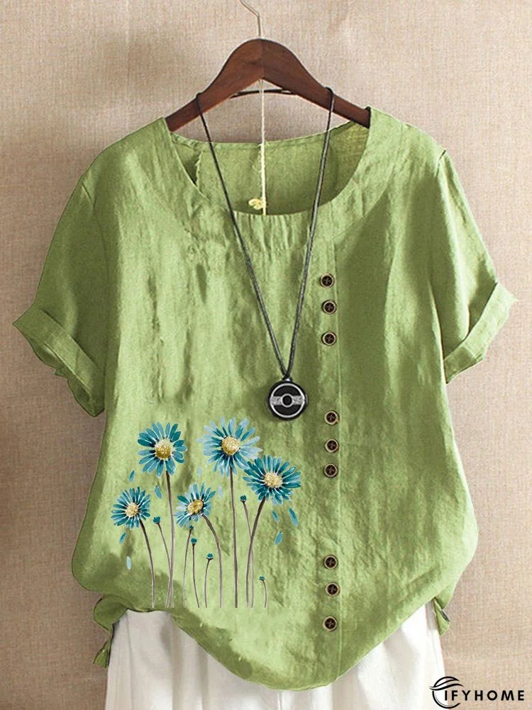 Sleeveless Floral-Print Floral T-shirt | IFYHOME