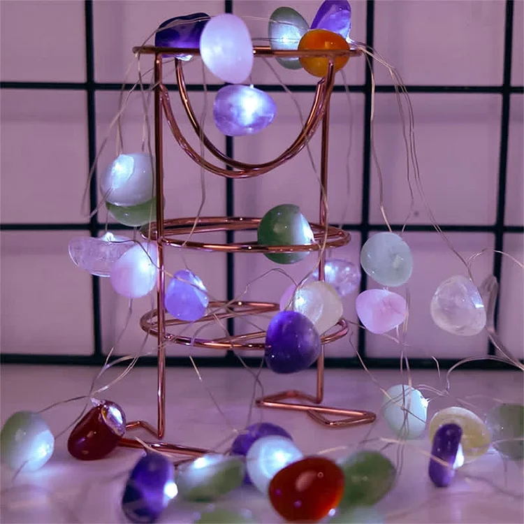 Natural Crystal Polished Stones Lamp Christmas Atmosphere Decoration-Colourful Crystals