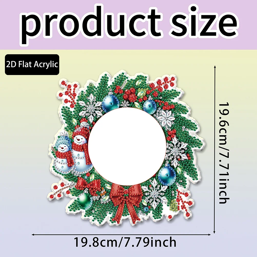 Snowman Wreath DIY Diamond Painting Mirror Kit Diamond Art Makeup Mirror