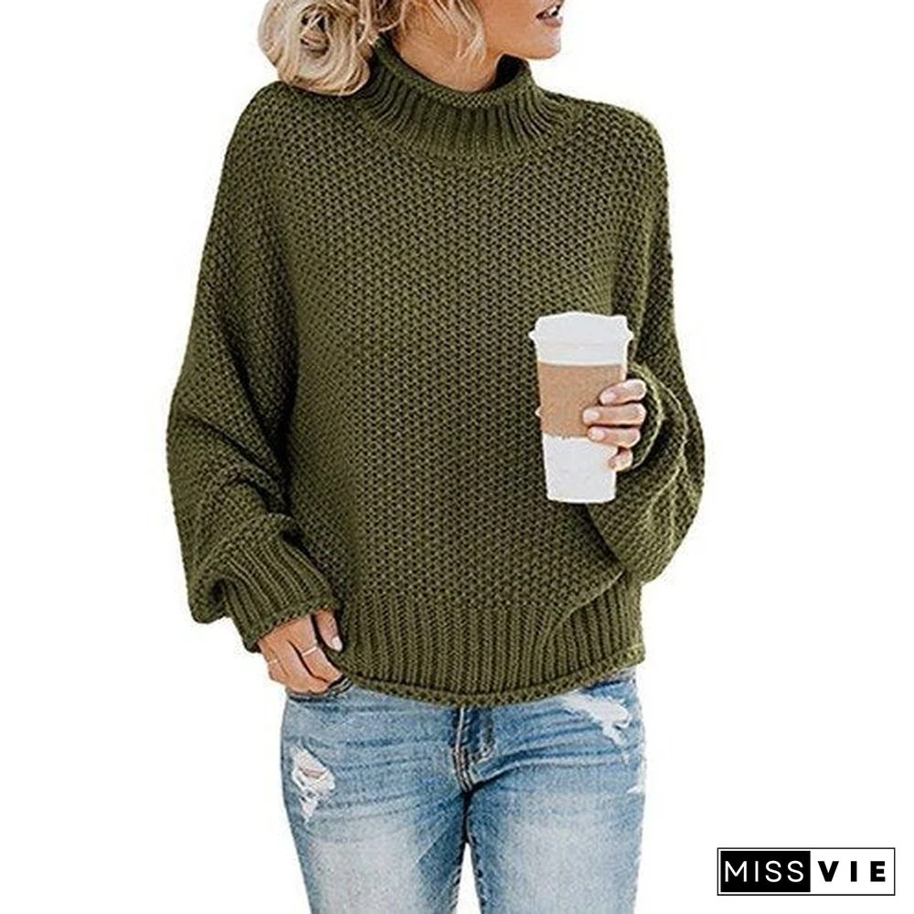 Women'S Sweaters Long Sleeve Turtleneck Jumper Casual Knitted Sweater Oversize Female Autumn Winter Warm Pulovers For Women