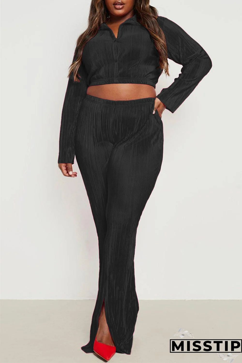 Green Yellow Casual Solid Patchwork Turndown Collar Long Sleeve Two Pieces