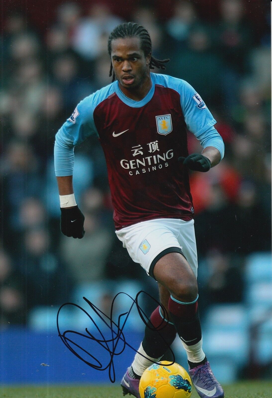 ASTON VILLA HAND SIGNED NATHAN DELFOUNESO 12X8 Photo Poster painting.