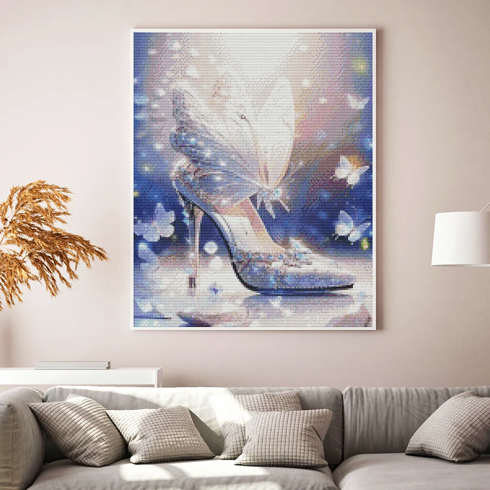 11CT Full Stamped Cross Stitch - Butterfly High Heels(Canvas|40*50CM)