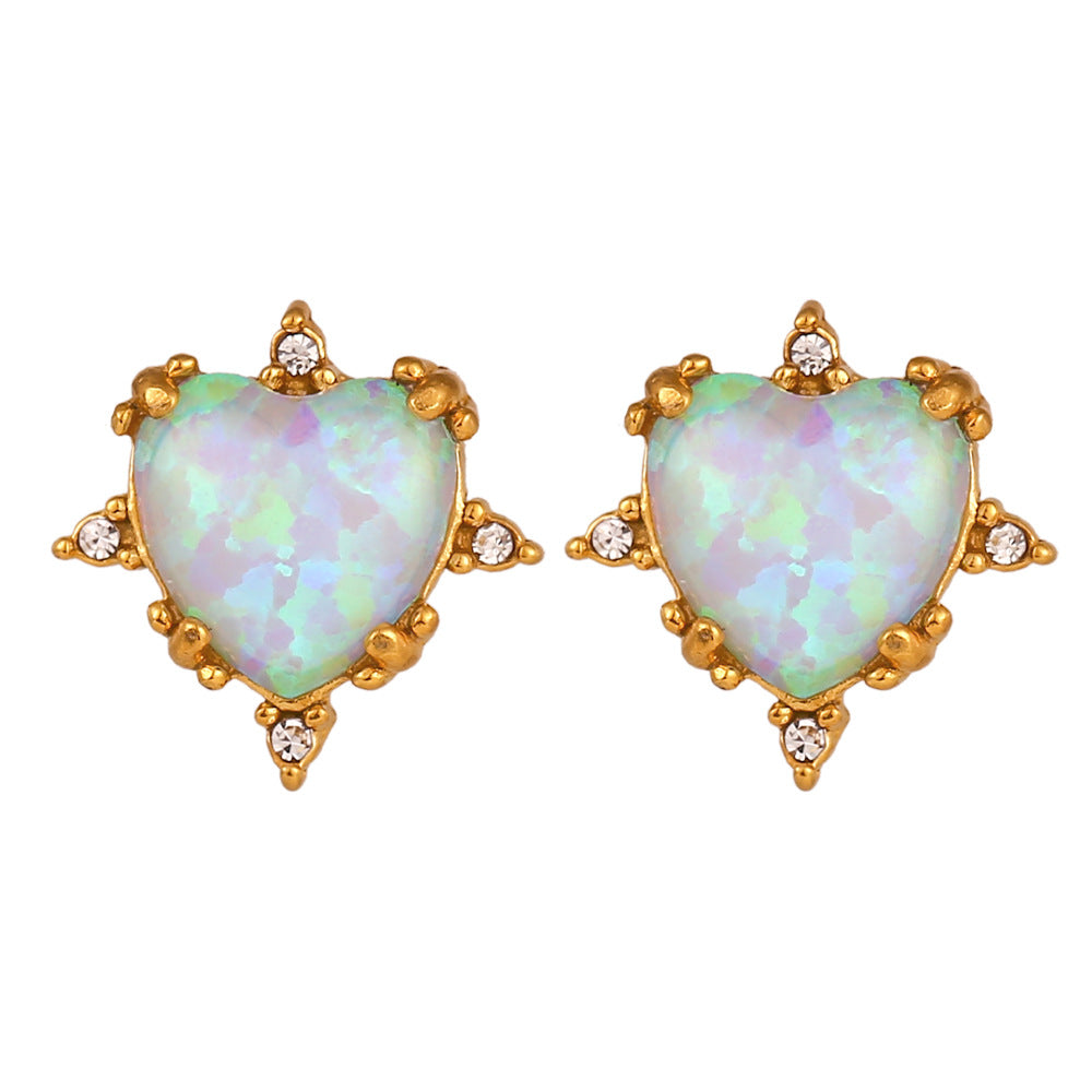 Vintage Fashion Retro Droplet Heart Stainless Steel 18K Gold Plated Jewelry Sets