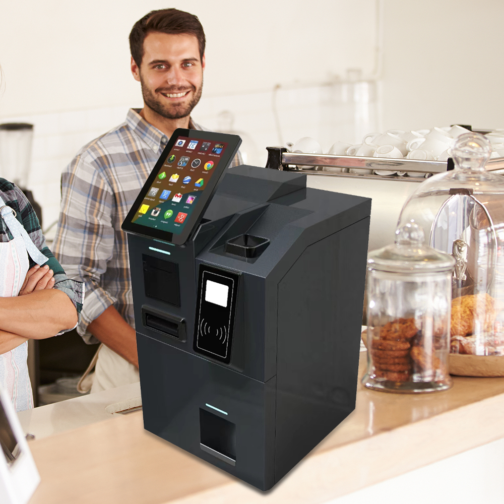 Custom 10.1'' RFID Self Ordering Machine With NV4000 RFID Self Service Kiosk Cash Recycler SDK Service Bill Acceptor Cash Payment Kiosk