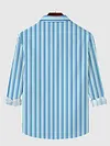 Stylish Blue Vertical Stripes Pattern Printing Men's Long Sleeve Shirt