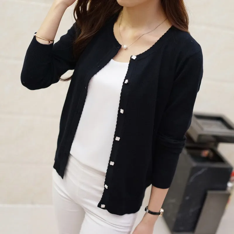 OHCLOTHING 2021 Short design thin cardigan women's cutout sunscreen air conditioning shirt sweater knitted outerwear small cape
