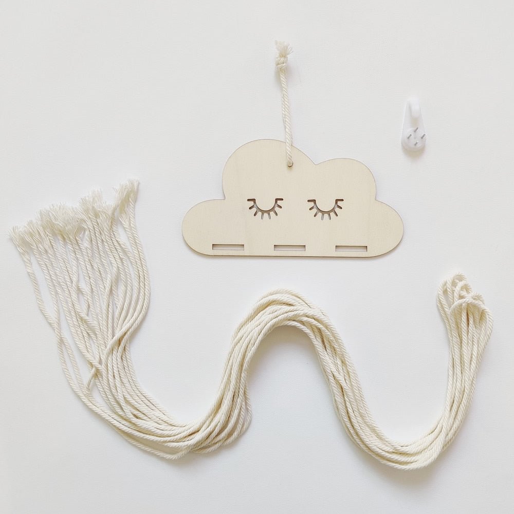 INS Nordic Wooden Cloud Baby Hair Clips Holder Princess Girls Hairpin Hairband Storage Pendant Jewelry Organizer Wall Ornaments