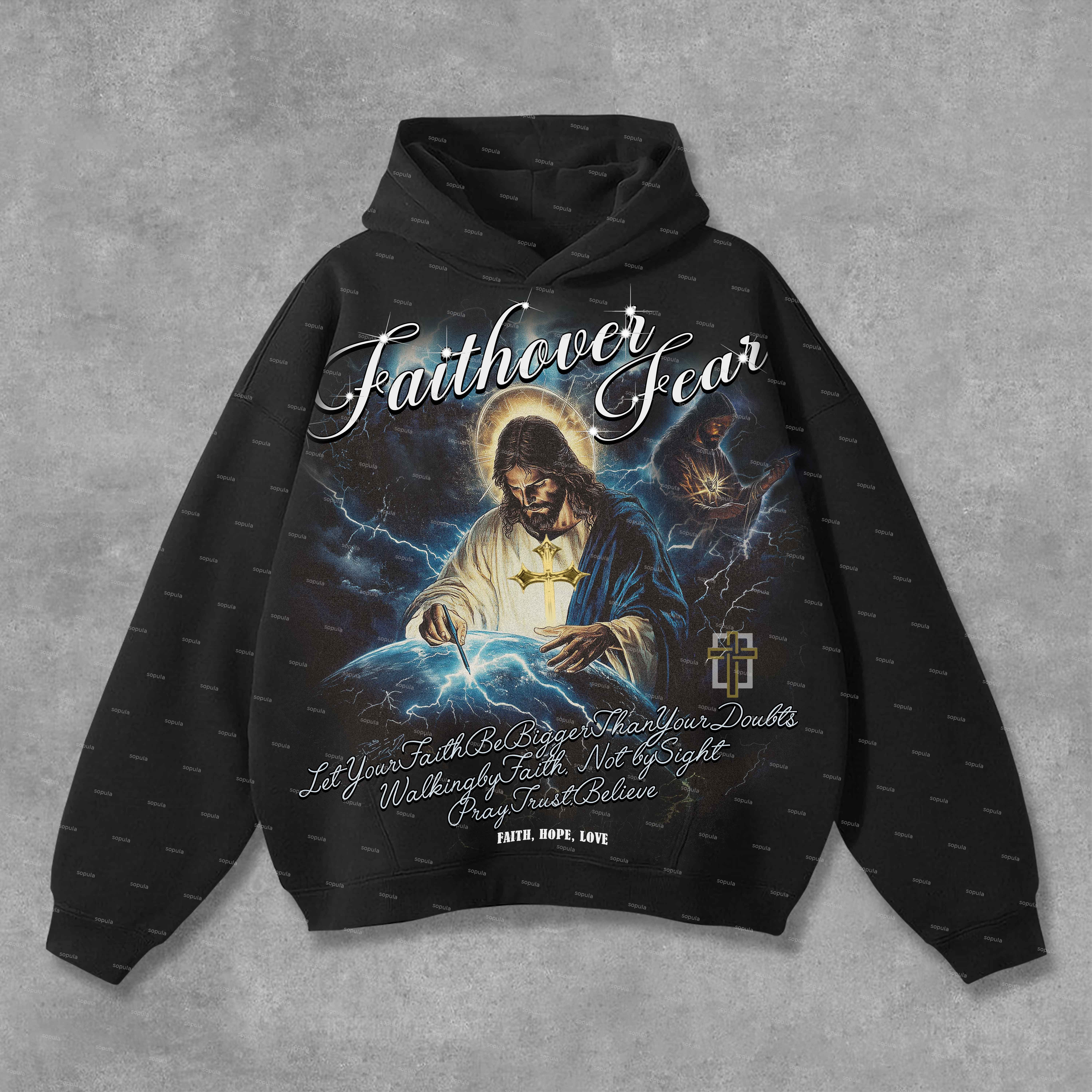 Sopula Unisex Men's God Will Accomplish It Faith Graphic Pocket Hoodie