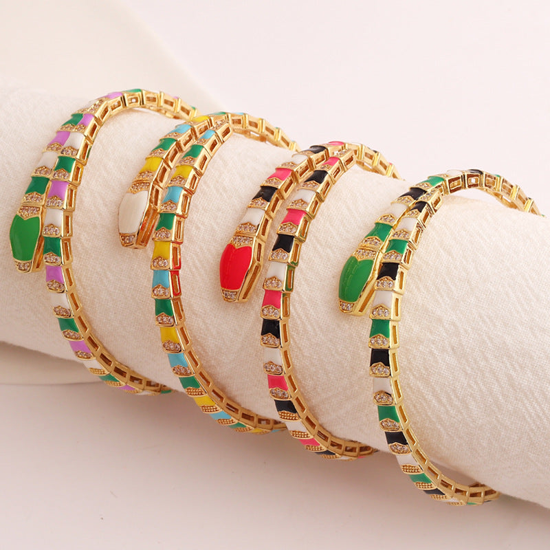 Hip Hop Snake Snake Copper Electroplating Bangles