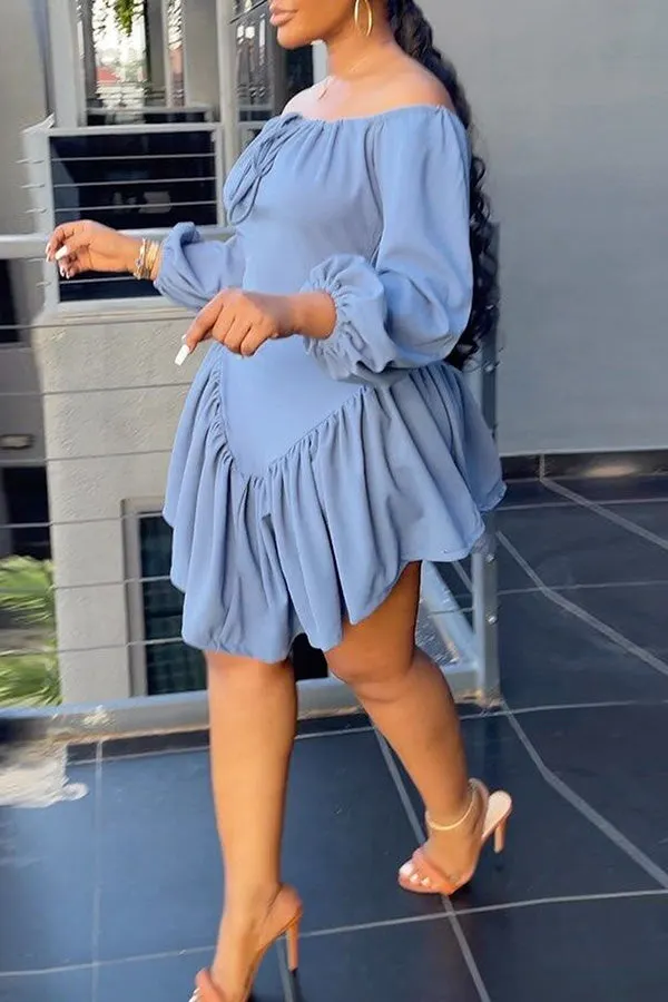 Tie Waist Balloon Sleeve Layered Dress