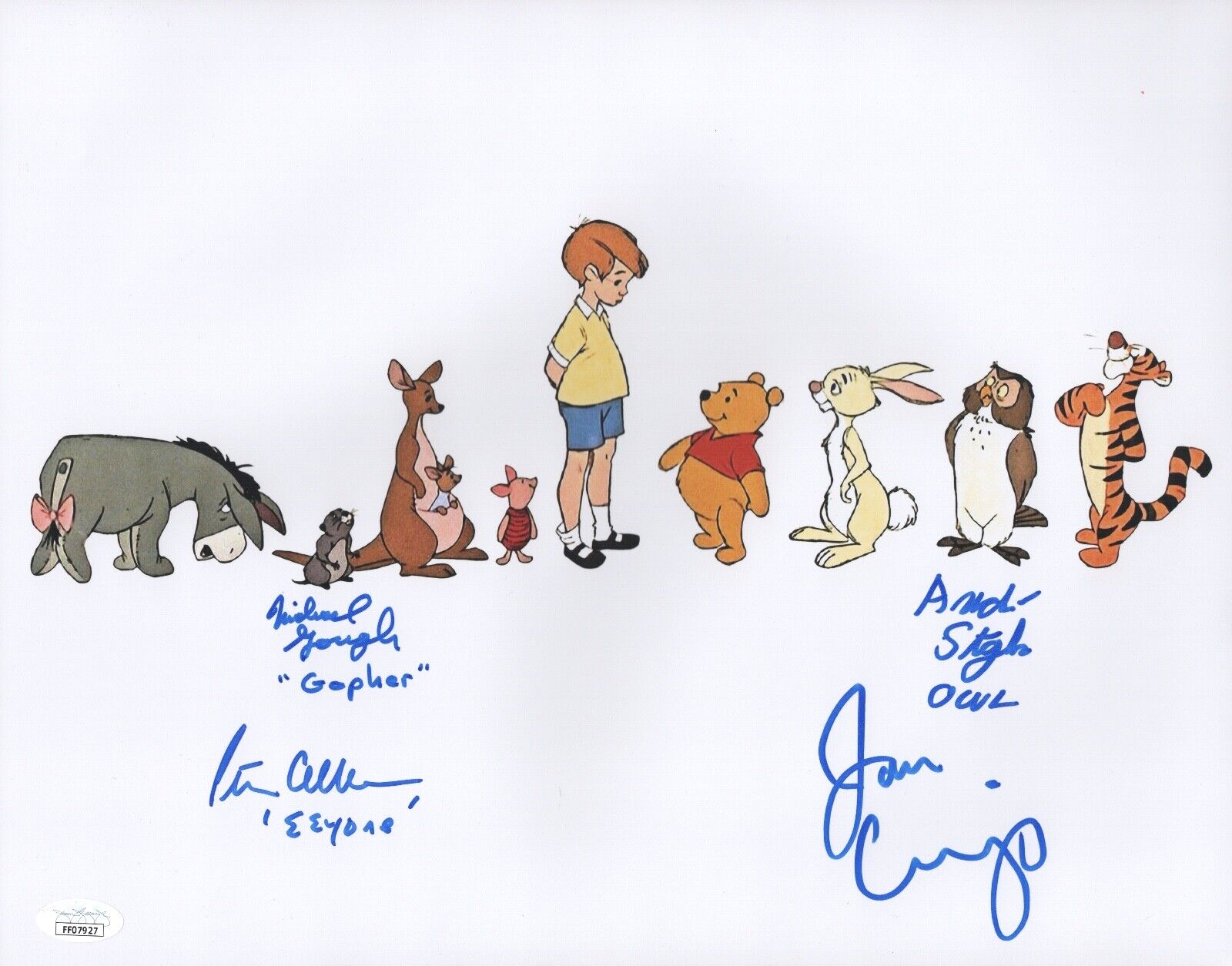 JIM CUMMINGS & PETER CULLEN Cast X4 Signed WINNIE THE POOH 11x14 Photo Poster painting JSA COA