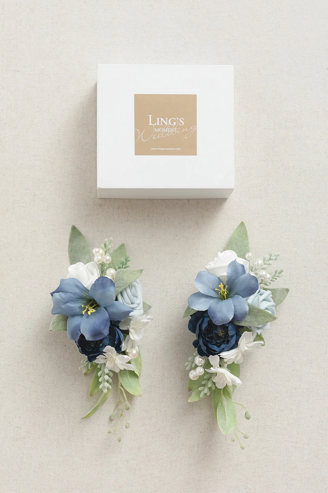 Shoulder Corsages in Dusty Blue & Navy