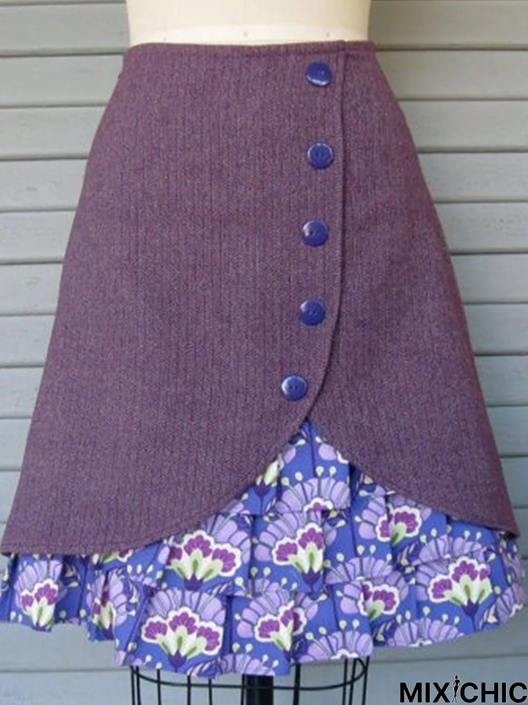 Purple Cotton-Blend Skirts