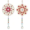 2Pcs Diamond Painting Acrylic Double Sided Pearl Datura Wind Chime Suncatcher with Crystal Hanging Pendant