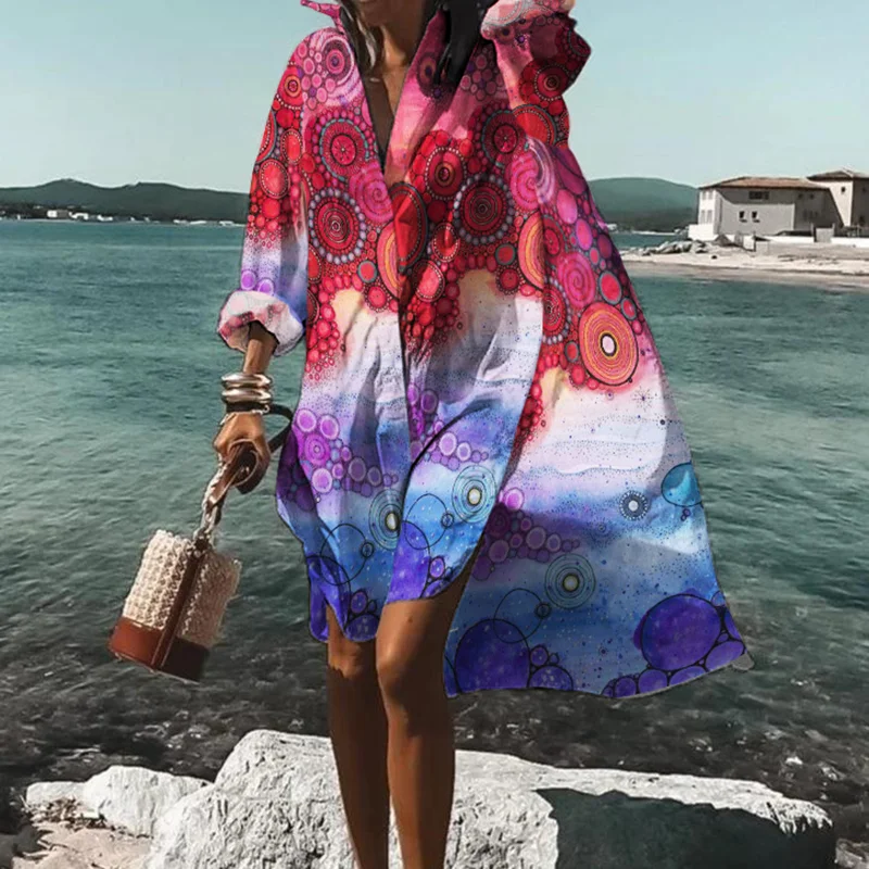 ⚡NEW SEASON⚡Loose Ombre Contrast Print Midi Dress
