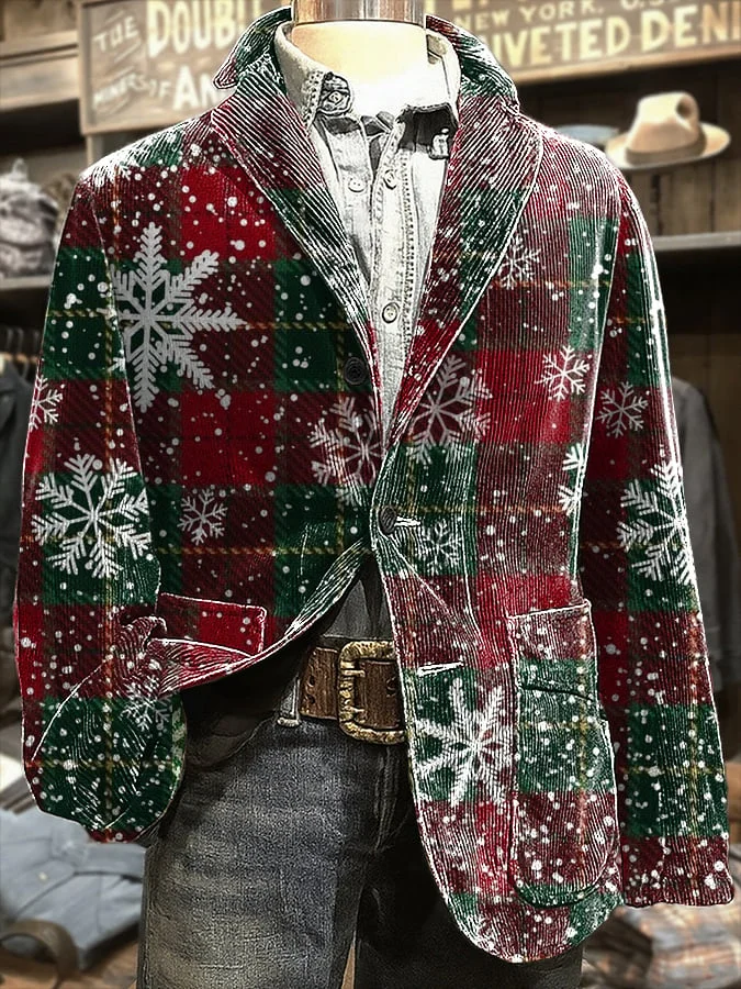 Men's Christmas Art Design Print Casual Coat 