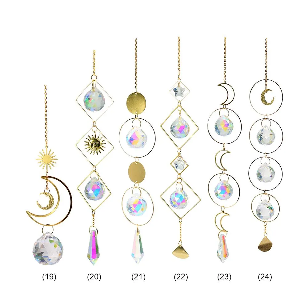 Moon Sun Ball Crystal  Hanging Metal Pendant Garden Decor (19)