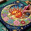 (25x25cm)DIY Sun Moon Framed Handmade Pearl Painting Art Craft Kit Living Home Decor