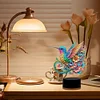 (US Local)DIY Diamond Hummingbird Art Painting Lamp with Tools for Bedroom Decor Gifts