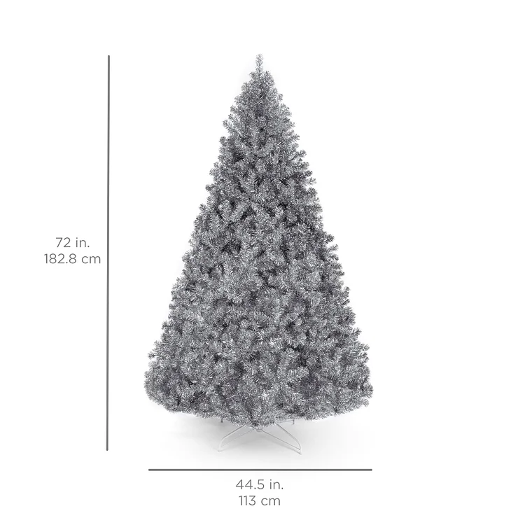 🔥kukelife🔥Silver Artificial Tinsel Christmas Tree w/ Foldable Stand