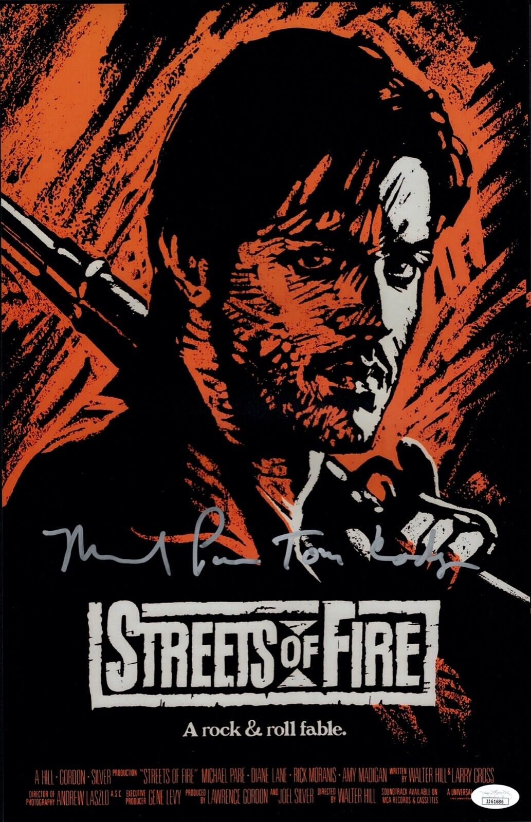 MICHAEL PARé Signed 11x17 Photo Poster painting STREETS OF FIRE PARE Autograph JSA COA Cert