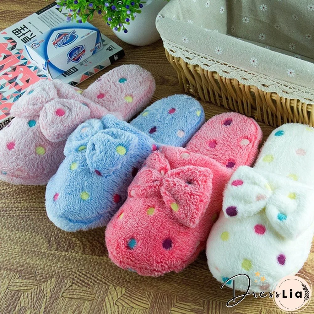 Women Cute Warm Soft Plush Slipper Ladies Home Non-Slip Slippers Indoor Shoes