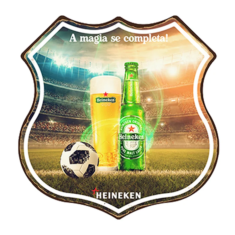 Heineken - shield vintage étain enseigne - 11.8x11.8inch
