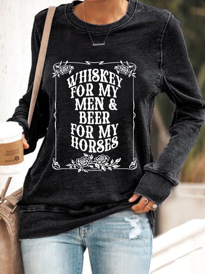 Women's Vintage Country Music RIP Toby Keith Whiskey for my Men Beer for my Horses Casual Sweatshirt