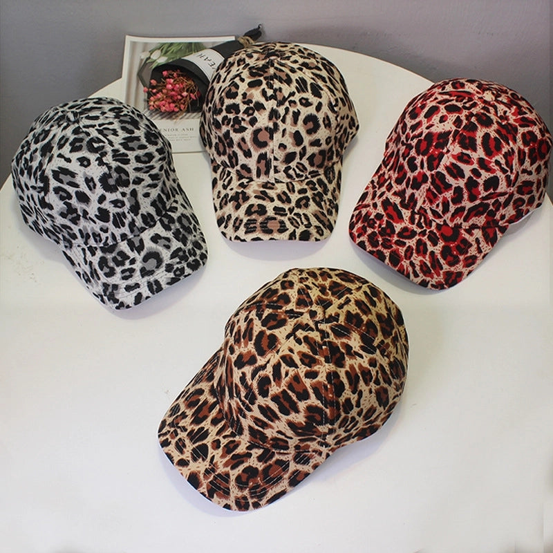 Curved Eaves Baseball Cap Women’s Leopard Print Dome Cap Printed Spring And Summer Men’s And Women’s Sunshade Sunscreen Hat Trendy