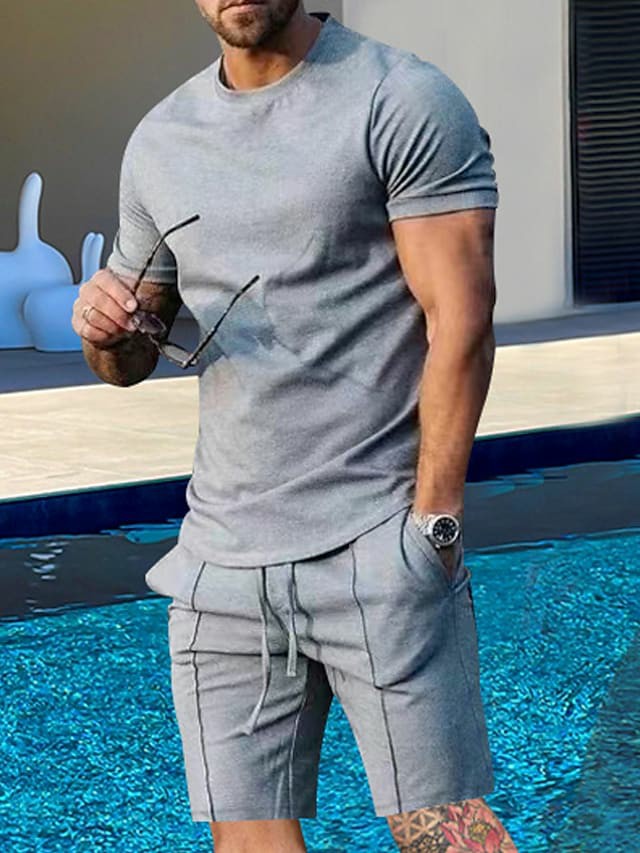 Men's Tracksuit Shorts and T Shirt Set