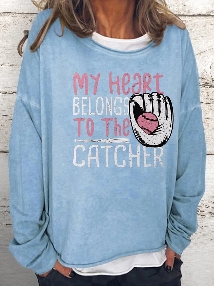 softball catcher Women Loose Sweatshirt-Annaletters