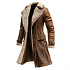 Women's Vintage Brown Suede Leather Coat With Shearling Lining by Inlyline