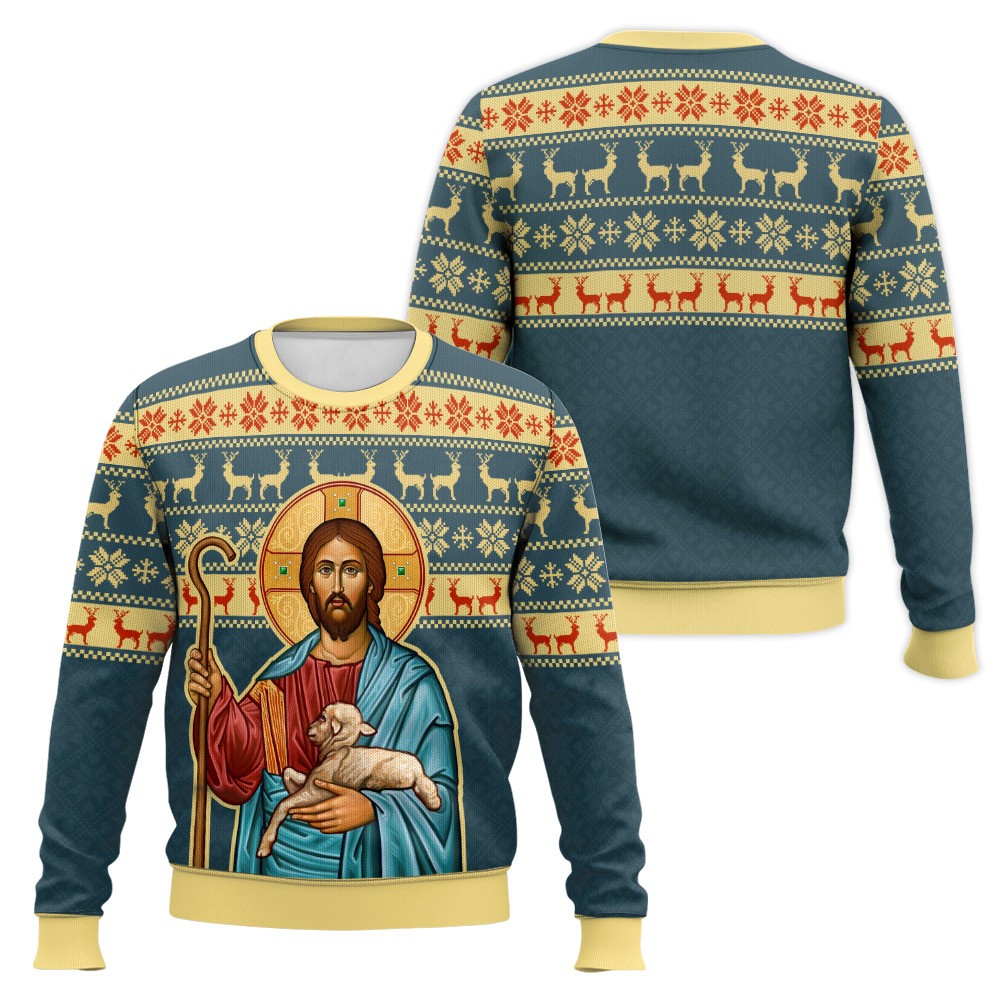 The Good Shepherd Artwork Ugly Christmas Sweater