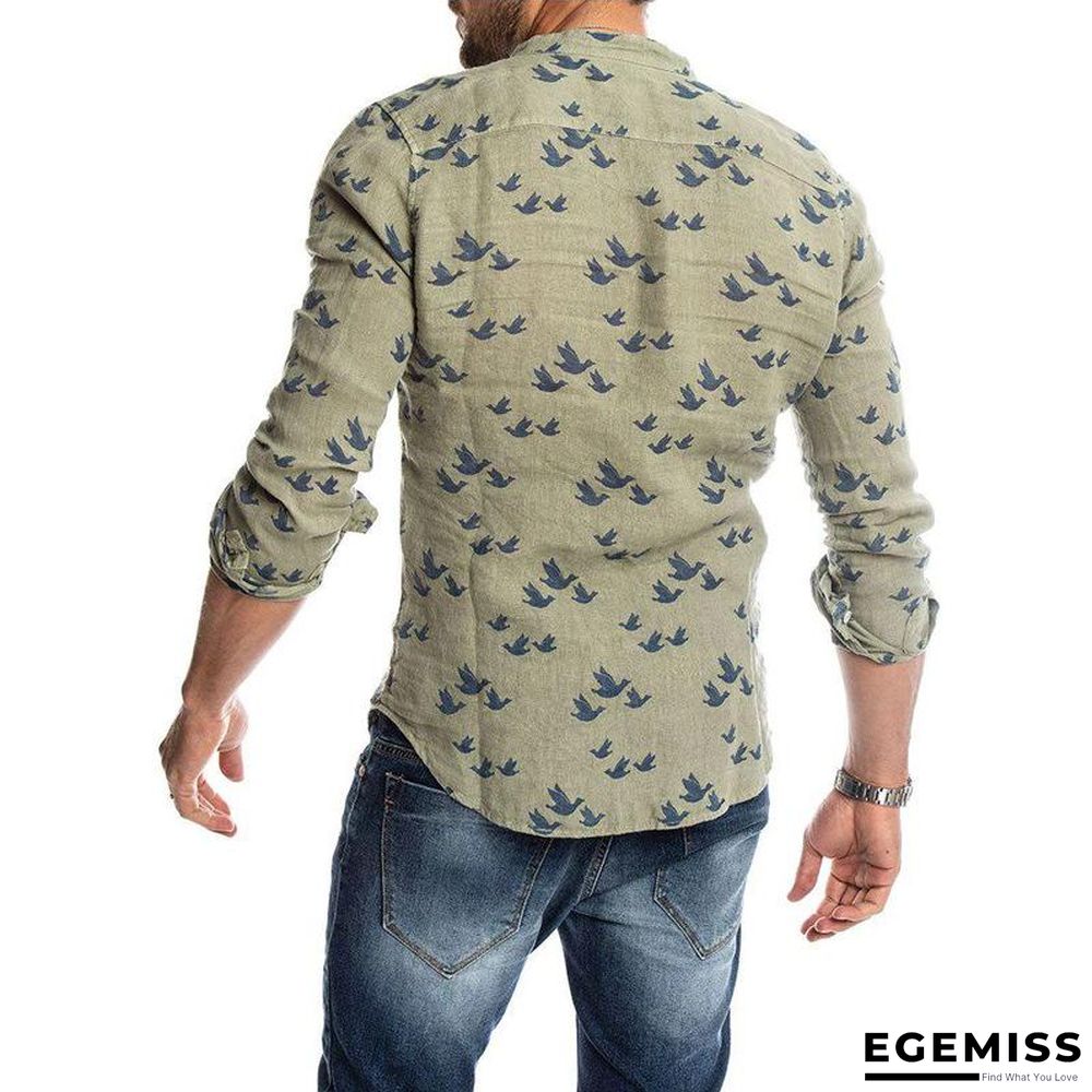 Autumn Mens Fashion Printed Slim Fit Button Placket Shirts | EGEMISS