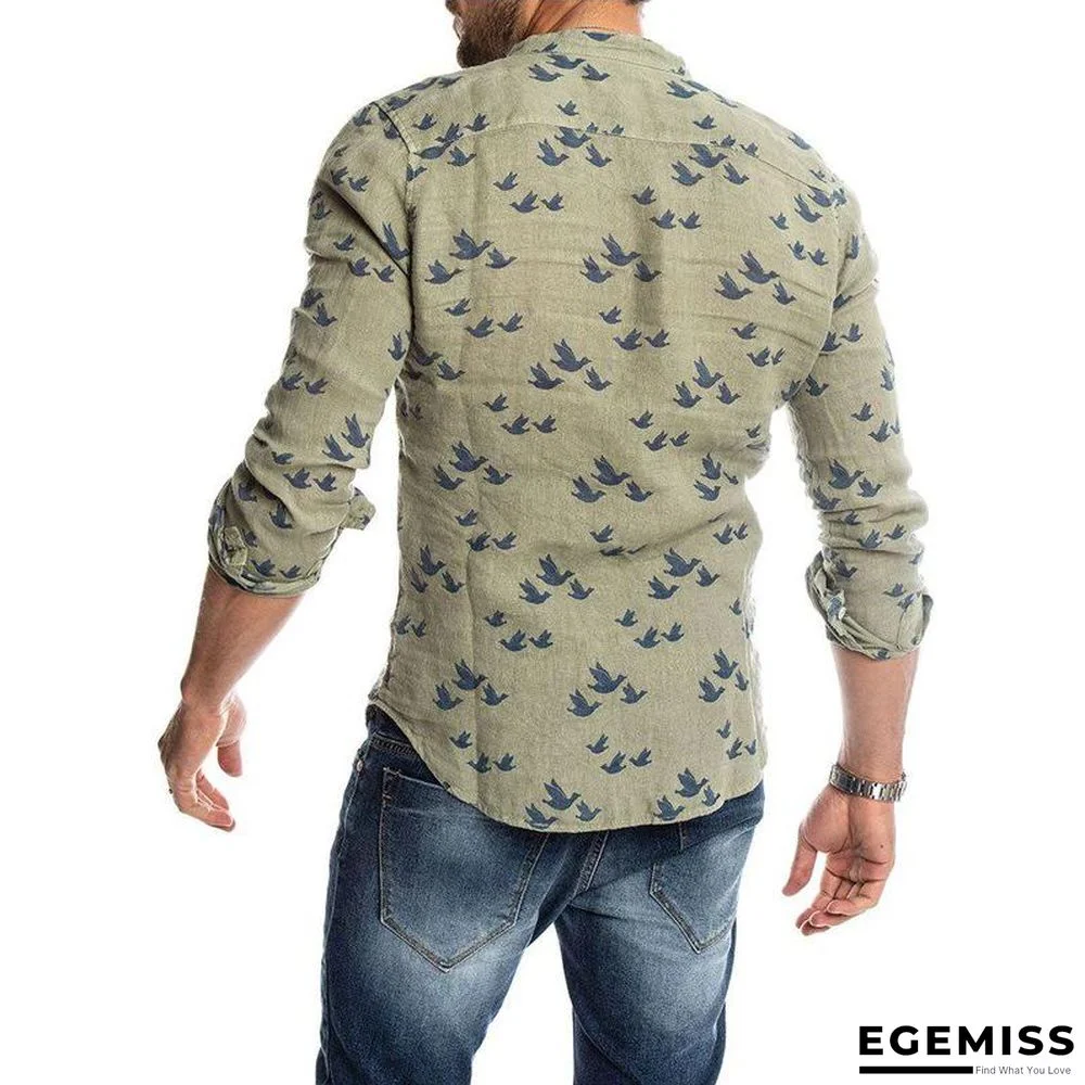 Autumn Mens Fashion Printed Slim Fit Button Placket Shirts | EGEMISS