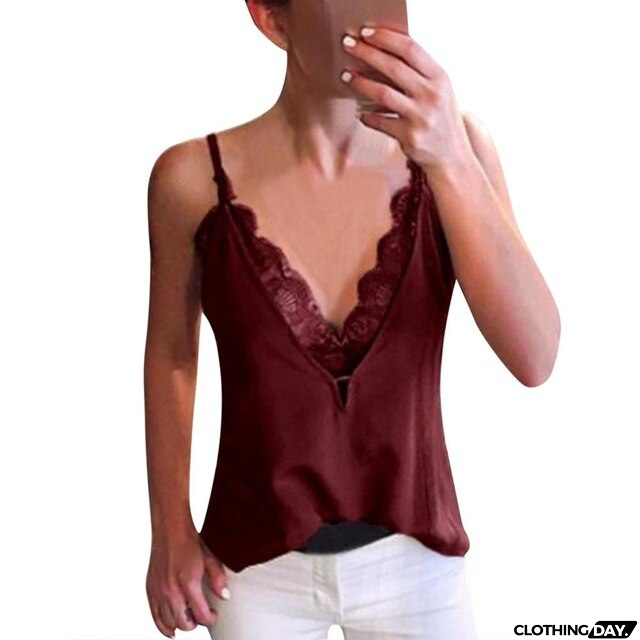 Lace Patchwork Strappy Sleeveless Camis Vest