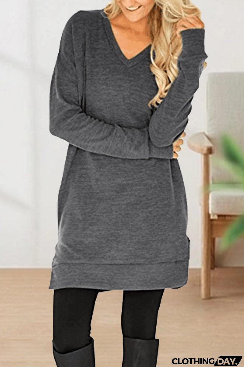 Casual Solid Solid Color V Neck T-Shirts