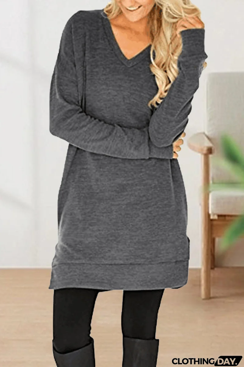 Casual Solid Solid Color V Neck T-Shirts