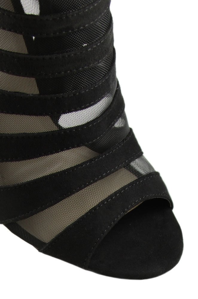Fashion Black Mesh Peep Toe Stiletto Sandals Boots Sexy Shoes |FSJ Shoes image 1