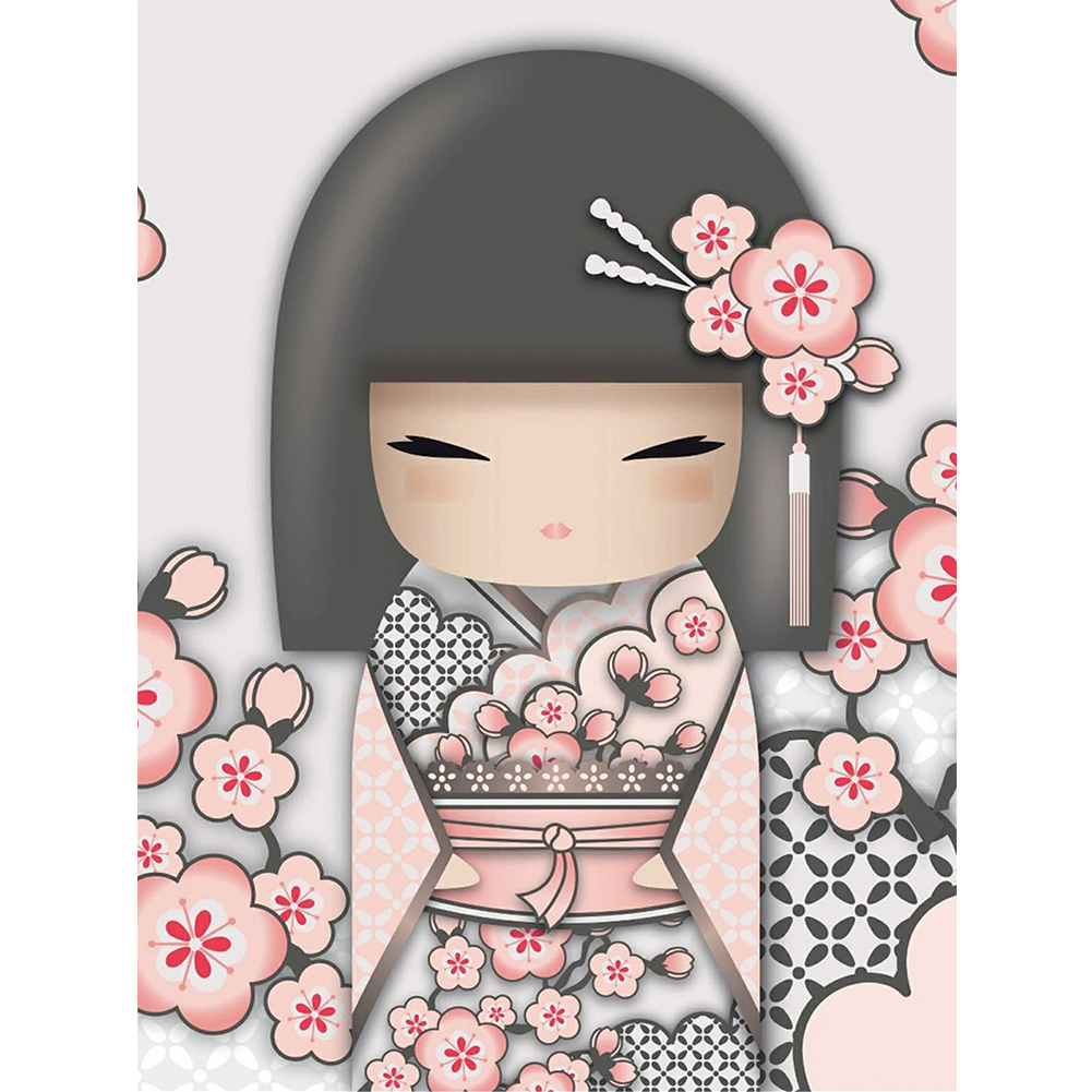 

35*45CM - Round Drill Diamond Painting - Kokeshi Doll, 501 Original