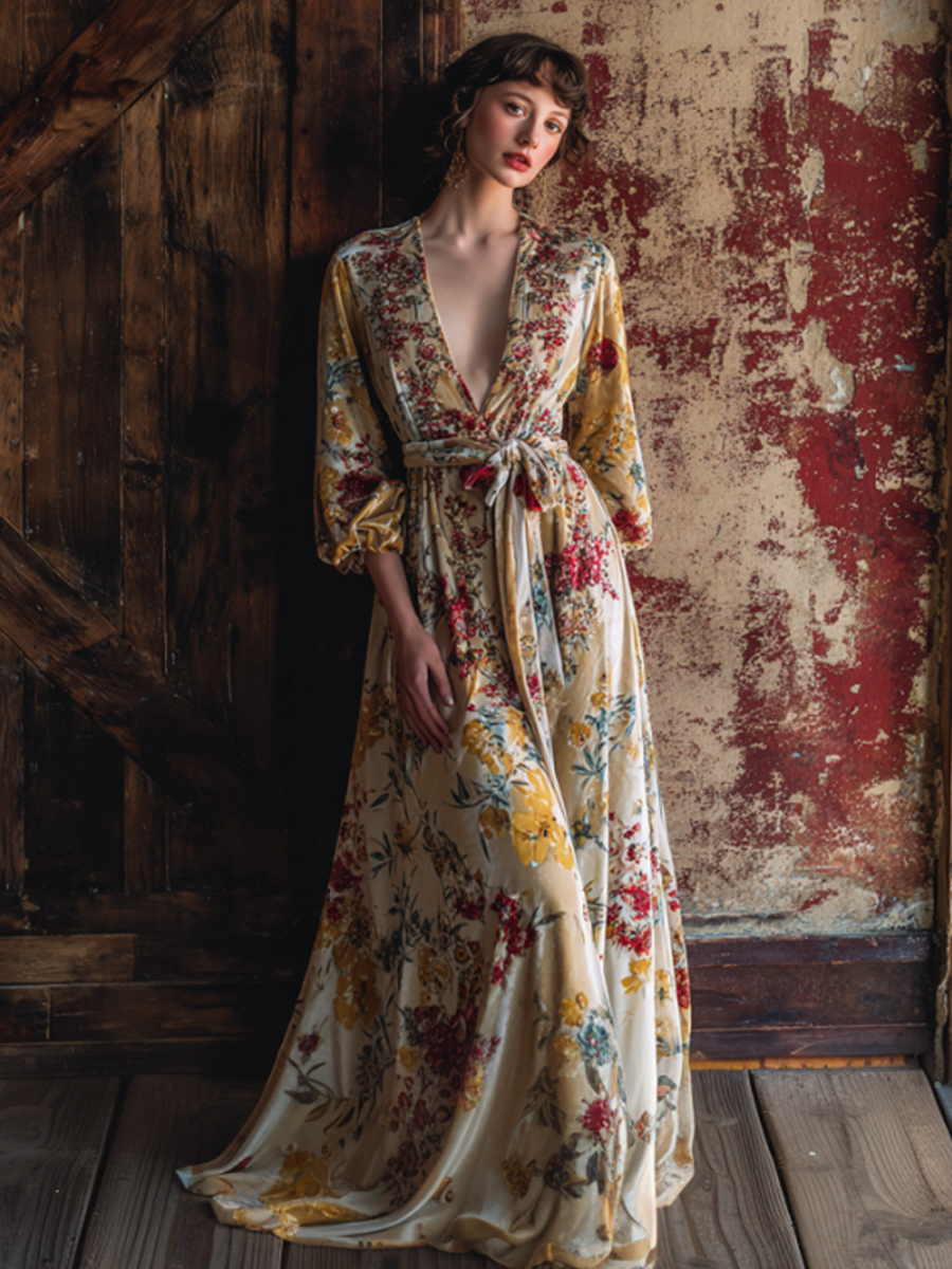 Autumn and Winter Elegant Flannel Robe (Including Belt)